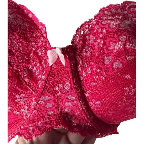 VICTORIA'S SECRET Dream Angels Lined Demi Lace Bra Red Size 40D - Picture 6 of 8